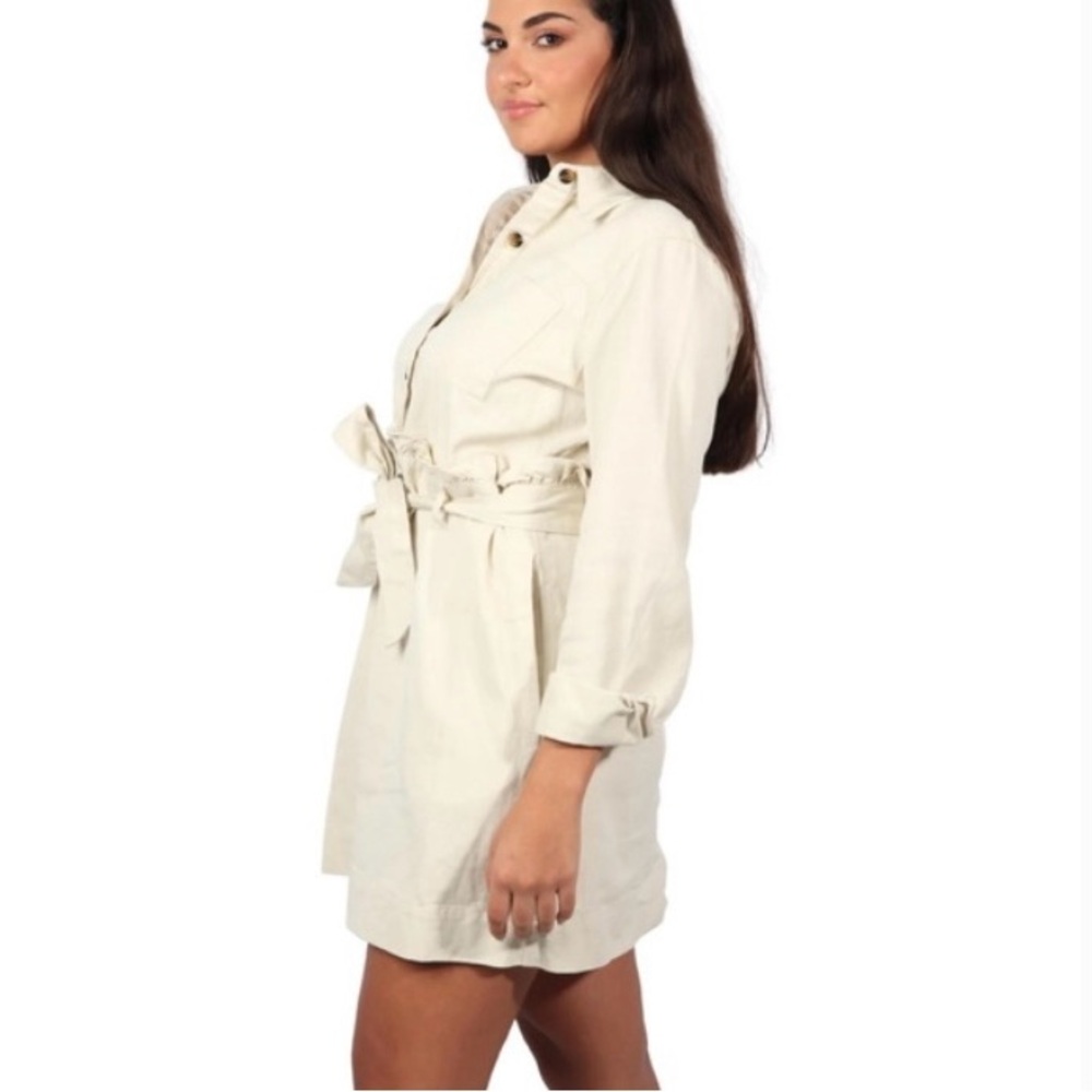 Who what wear beige birch tie waist denim dress size 3x long sleeves - Picture 2 of 5